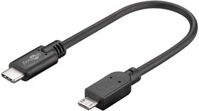 USB 2.0 Kabel USB-C™ auf Micro-B 2.0, Schwarz, 0.2m- VPE: 1