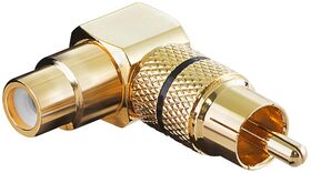 Cinch-Adapter 90°, Goldausführung, schwarz, Schwarz- VPE: 10