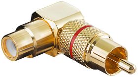 Cinch-Adapter 90°, Goldausführung, rot, Rot- VPE: 10