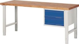 Werkbank Ser.BK 650 B2000xT700xH790-1140mm Buche lichtgrau/blau 2 Schubl.TECWERK
