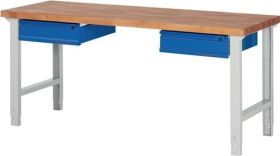 Werkbank Ser.BK 650 B2000xT700xH790-1140mm Buche massiv grau/blau 2 Schubl.TW