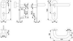Kurzschildgarnitur Paris E58/353K/138Z VA F69 PZ rd Wechselgrt.HOPPE