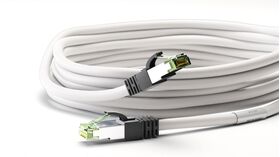 RJ45 (CAT 6A, 500 MHz) Patchkabel mit CAT 8.1 S/FTP Rohkabel, weiß, 25m- VPE: 1
