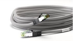 RJ45 (CAT 6A, 500 MHz) Patchkabel mit CAT 8.1 S/FTP Rohkabel, grau, 10m- VPE: 1