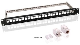 19-Zoll (48,3 cm) Keystone Patch Panel Leergehäuse Set (1 HE)- VPE: 1