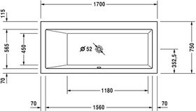 Duravit Rechteck-Whirlwanne VERO 160 l 170x75 we 1 RS links Air-System