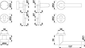 Rosettengrt.Ams.58/42KV/42KVS/1400 Alu.F1 rd.PZ DIN L/R fl.D/K HOPPE