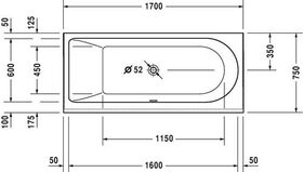 Duravit Rechteck-Whirlwanne DARLING NEW 160 l 170x75 we 1 RS links Air-System
