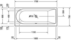 Duravit Rechteck-Whirlwanne DARLING NEW 160 l 170x75 we 1 RS rechts Air-System