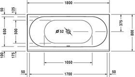 Duravit Rechteck-Whirlwanne DARLING NEW 165 l 180x80 we 2 RS Air-System