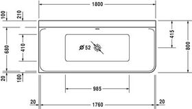 Duravit Badewanne P3 Comforts Ecke li 1800x800mm 2 Rückenschrägen weiß