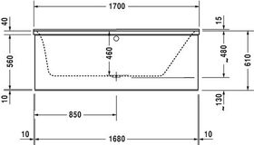 Duravit Rechteck-Badewanne P3 Comforts 1700x750mm, 1 Rückenschräge rechts weiß