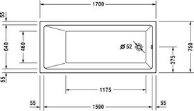 Duravit Whirlwanne VERO AIR 170x75 Einbauversion 1 RS we Air-System