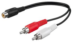 Audio Y-Kabeladapter, 2x Cinch-Stecker zu 1x Stereo-Cinch-Buchse, 0.2m- VPE: 1