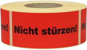 Warnetiketten Maße 145x70mm Papier rot Nicht stürzen TRANSPAK