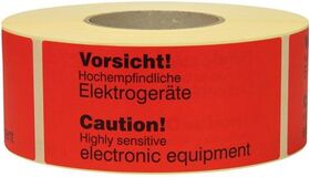 Warnetiketten Maße 145x70mm Papier rot Sensitive electronic equip TRANSPAK