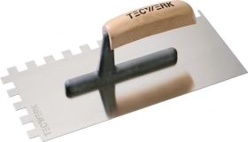 Glättekelle L.280mm B.130mm Zahn 12x12 rostfr.H-Heft VA S.0,7mm TECWERK