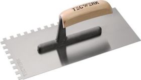 Glättekelle L.280mm B.130mm Zahn 8x8 gehärtet,m.H-Heft STA S.0,7mm TECWERK