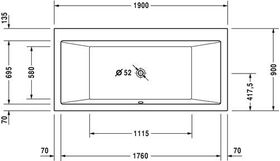 Duravit Rechteck-Whirlwanne VERO 225 l 1900x900 we 2 RS Air-System
