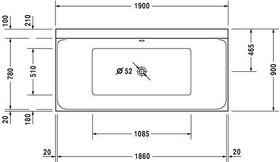 Duravit Rechteck-Badewanne P3 Comforts 1900x900mm, 2 Rückenschrägen weiß