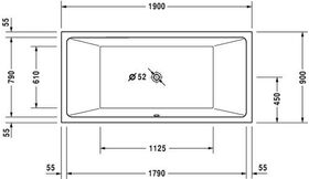 Duravit Whirlwanne VERO AIR 1900x900 Einbauversion 2 RS we Air-Sys.