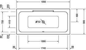Duravit Rechteck-Whirlwanne DURASTYLE 250 l 1900x900 we 2 RS Air-System