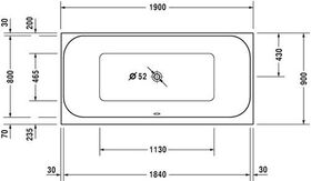 Duravit Rechteck-Whirlwanne HAPPY D.2 260 l 1900x900 we 2 RS Jet-System