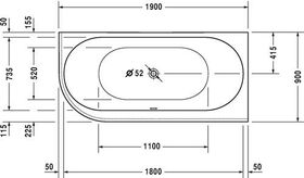 Duravit Whirlwanne DARLING NEW Ecke re 185 l 1900x900 we 2 RS Combi-Sys
