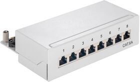 CAT 6a Mini Desktop-Patchpanel, 8 Port, (1 HE), Grau- VPE: 1