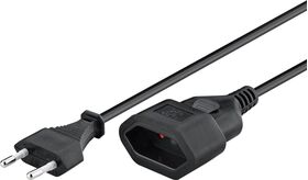 Verlängerungskabel Eurostecker, 3 m, schwarz, (2*0,75 mm²), 3m- VPE: 1