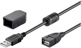 USB 2.0 Hi-Speed-Verlängerungskabel mit Sicherungsclip, schwarz, 2m- VPE: 1