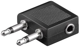 Flugzeug- / Reise-Kopfhörer-Adapter AUX-Klinke 3,5-mm-Buchse, 2xKlinke3,5mmStecker(2-Pin,mono)- VPE: 10