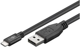 USB 2.0 Kabel USB-C™ auf USB A, schwarz, 3m- VPE: 1
