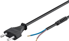 Kabel mit Eurostecker zum Konfektionieren, 1,5 m, Schwarz, (2*0,75 mm²), Schwarz- VPE: 1