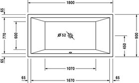 Duravit Rechteck-Badewanne STARCK 1800x900mm, 2 Rückenschrägen weiß