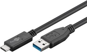 USB-C™-Kabel USB 3.2 Gen 2, 3 A, 1 m, schwarz, 1m- VPE: 1