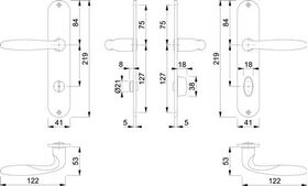 Langschildgarnitur Verona M151/302 MS F71 SK/OL 78mm DIN L/R HOPPE