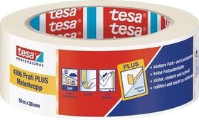Malerkreppband 4306 Profi PLUS leicht gekreppt hellbeige L.50m B.38mm Rl.TESA - VPE: 8