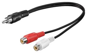 Audio Y-Kabeladapter, 1x Stereo-Cinch-Stecker zu 2x Cinch-Buchse, 0.2m- VPE: 1