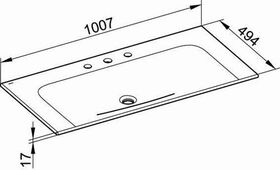 Keuco Keramik-Waschtisch X-LINE 1007x17x494mm m 3L-Boh we KEUCO