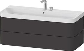 Duravit Waschtischset HAPPY D.2 PLUS 1175x490mm 2 HL graphit supermatt