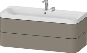 Duravit Waschtischset HAPPY D.2 PLUS 1175x490mm 2 HL steingrau seidenmatt