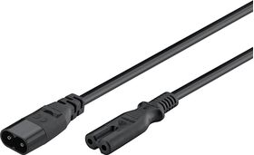 Verlängerungskabel C7/C8, 2 m, Schwarz, (2*0,75 mm²), Schwarz- VPE: 1