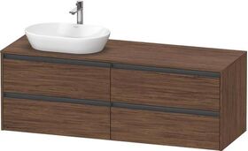 Duravit Waschtischunterbau Ketho.2 1600x568x550mm Be links nussbaum dunkel