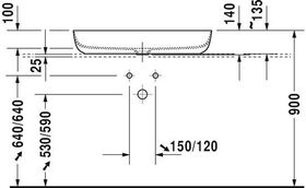 Duravit Aufsatzbecken LUV o ÜL HLB 800x400mm o HL gr seidenmatt WG