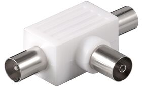 Koax-T-Adapter: doppelt Koax-Stecker > Koax-Buchse- VPE: 10