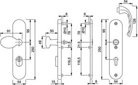 Schutzgarnitur Tôkyô 76G/3332ZA/3410/1710 Alu.F1 72mm 36-46mm HOPPE