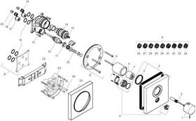 Thermostat SQUARE AXOR SHOWERSOLUTIONS Highflow UP f 1 Verbr u 1Abgang bru ni