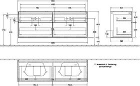 V&B Waschtischunterschrank FINION 1600x603x501mm AP Glas wh ma wh ma lacq.