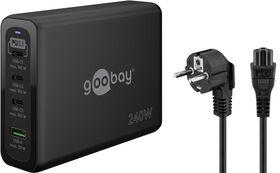 USB-C™ PD GaN Multiport-Schnellladegerät (240 W) schwarz, schwarz- VPE: 1
